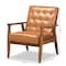 Baxton Studio Sorrento Mid-Century Modern Tan Faux Leather and Walnut Brown Finished Wood Lounge Chair 175-10977-Zoro - alternate 7